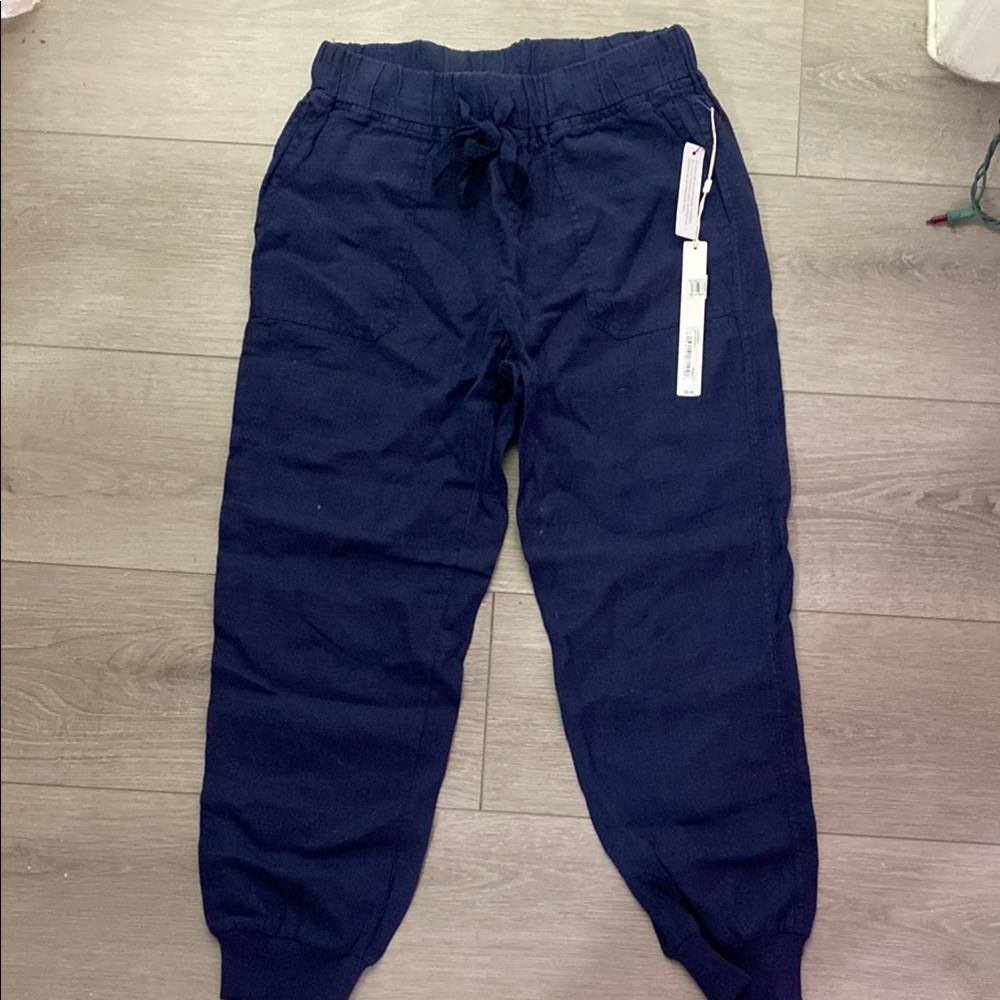 Navy Blue Elastic Waistband Joggers
